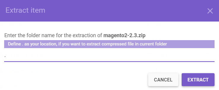 extract magento compressed file in file manager