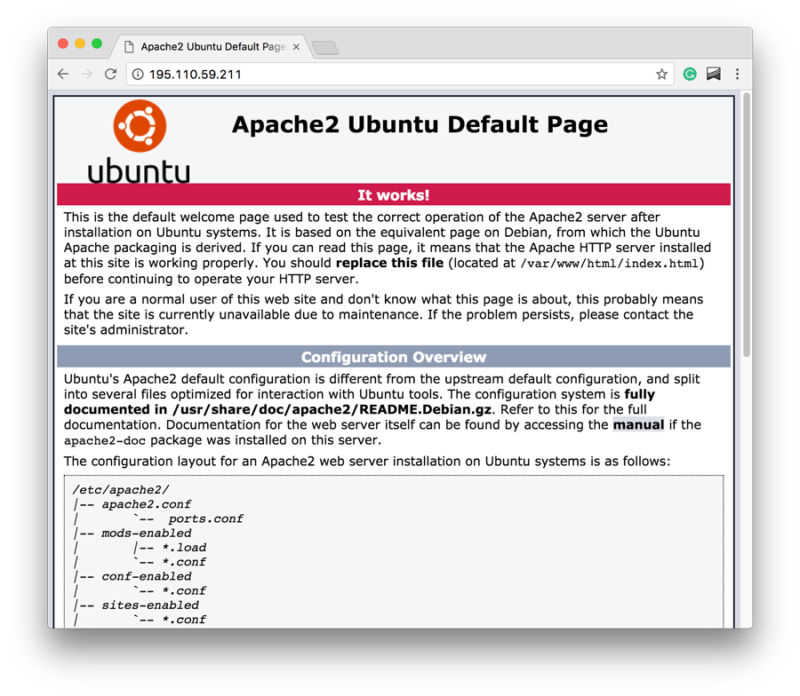 Installing LAMP on Ubuntu - Apache 2 Default Page