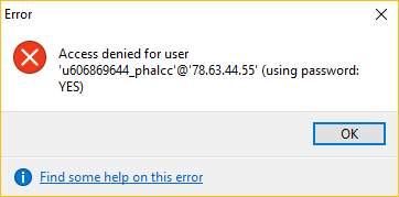 Access denied for user error in HeidiSQL
