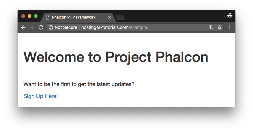 Phalcon Tutorial example - homepage