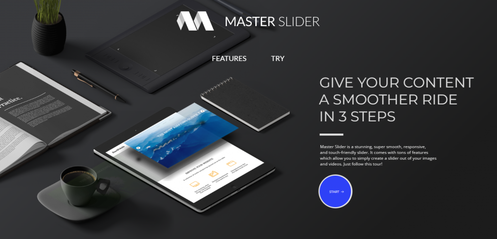 The Master Slider plugin website landing page