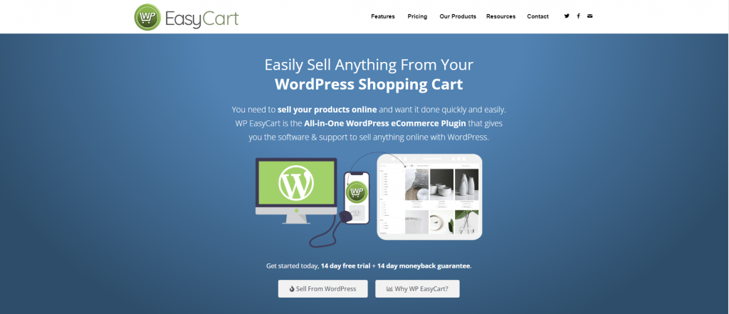 WP EasyCart provides shopping cart functionality for WordPress websites that want to sell online.
