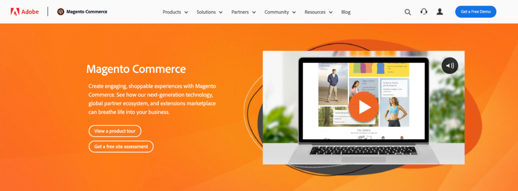 Adobe and Magneto eCommerce platform homepage