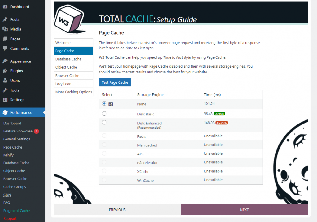 W3 Total Cache page cache setup guide