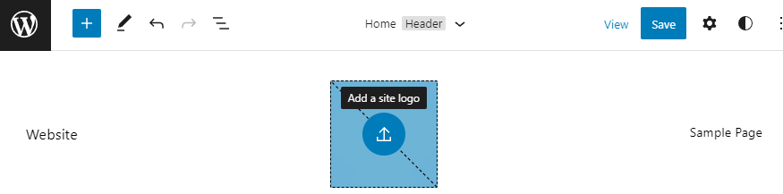 Add a site logo button in the site logo block
