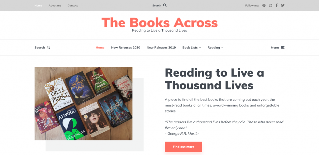 Homepage and Testimonies of The Books Across
