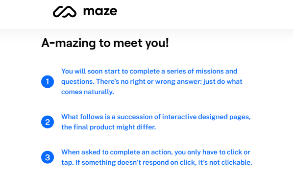 maze website usability test 
