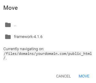 The File Manager move dialog box