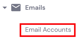 The Email Accounts button on hPanel