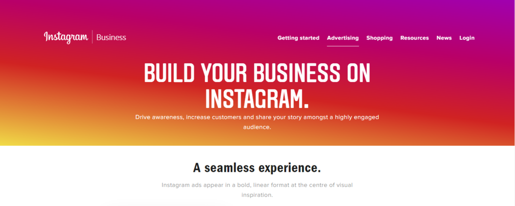 Instagram paid advertising home page