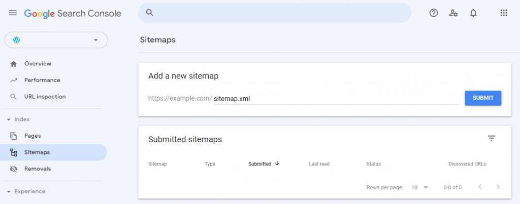 Submitting a sitemap to Google via the Search Console