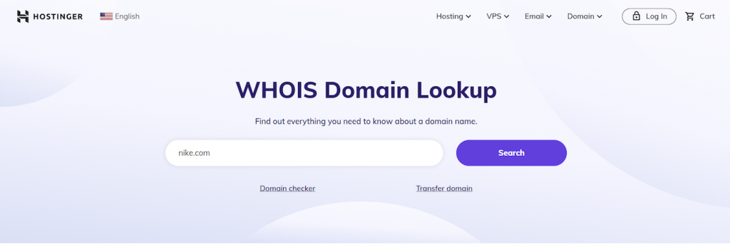 Hostinger WHOIS Domain Lookup tool

