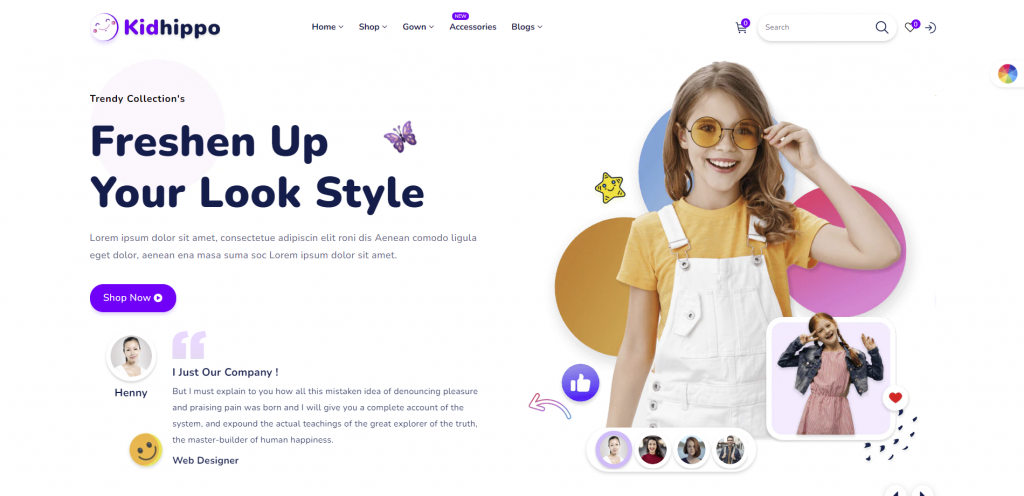 The preview of Kidhippo Shopify website template