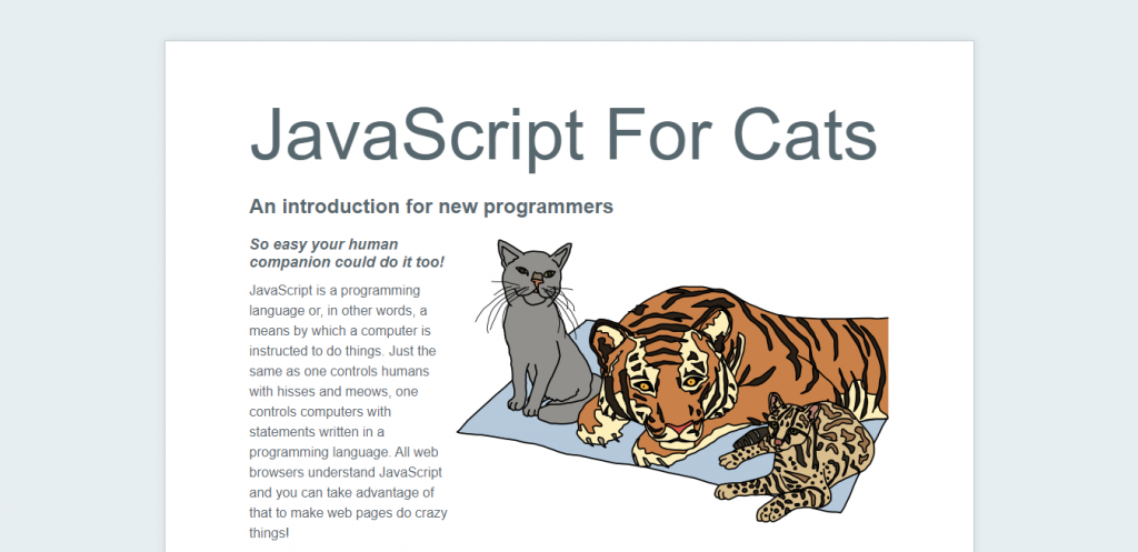 JavaScript for Cats website homepage