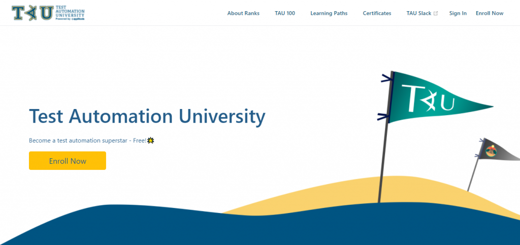 Test Automation University website homepage