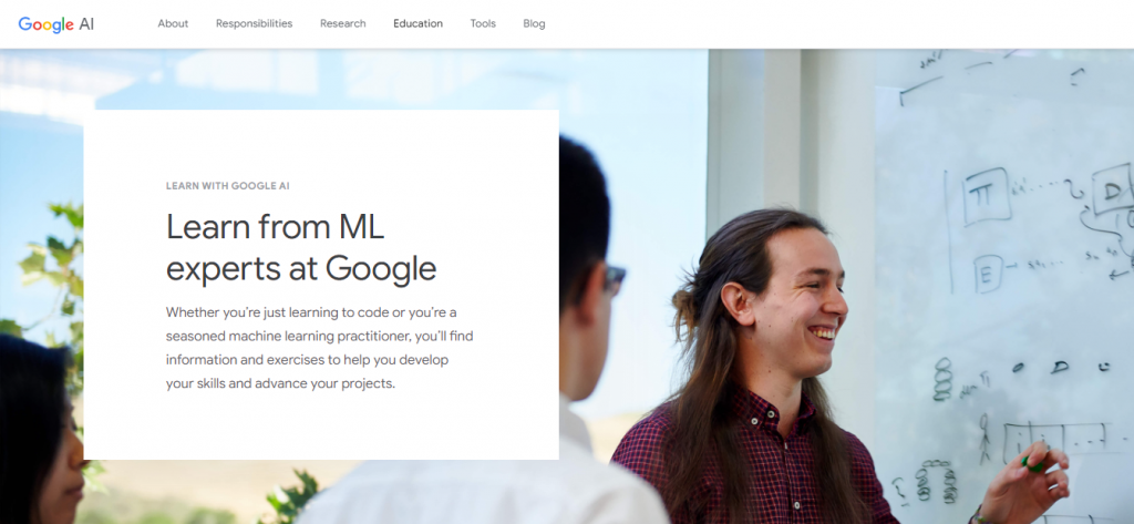 The Education page on the Google AI website