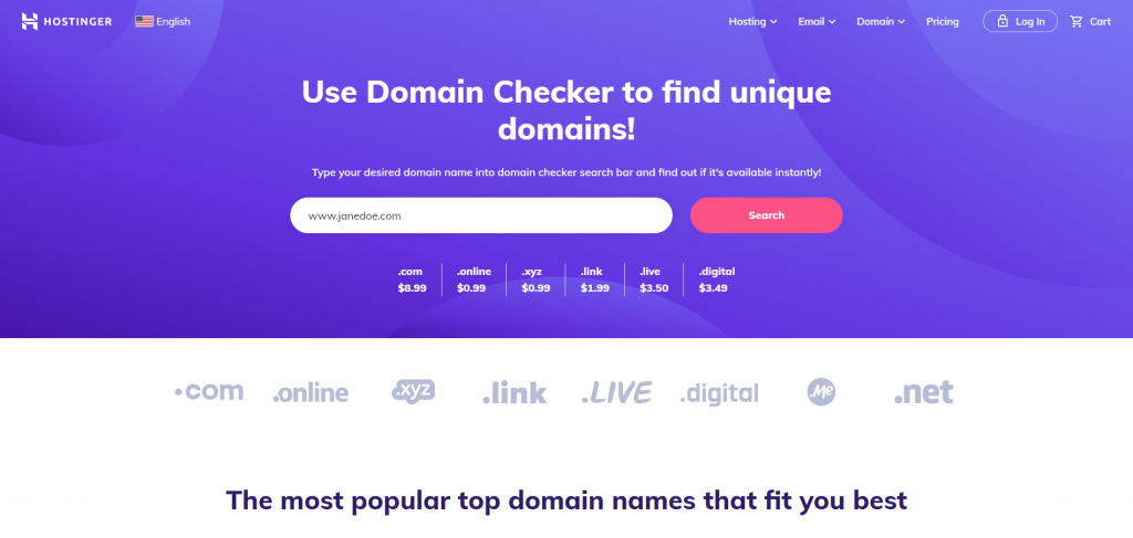 Hostinger's Domain Checker.