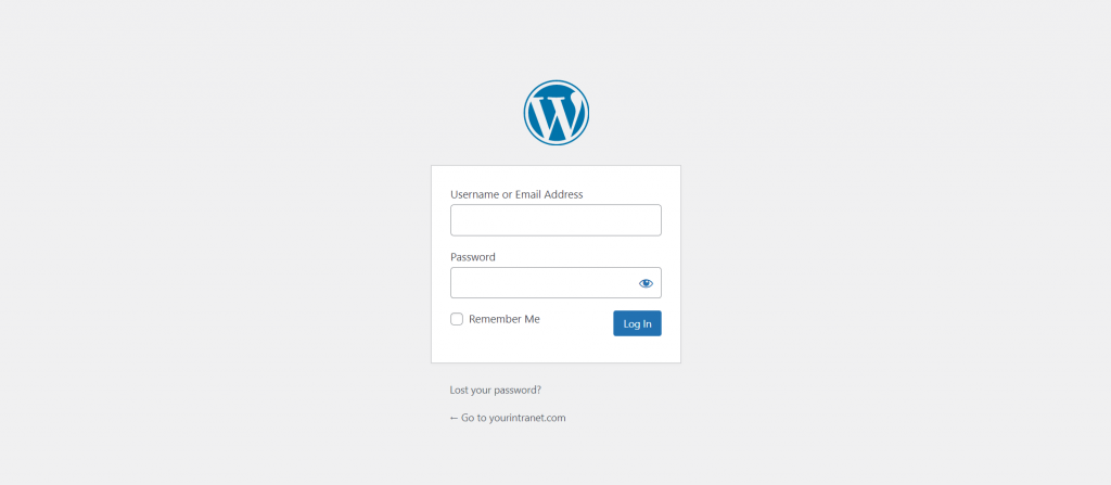 WordPress sign-in form