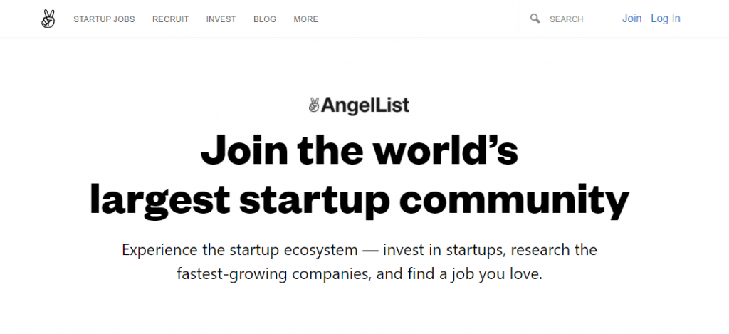 AngelList's homepage.