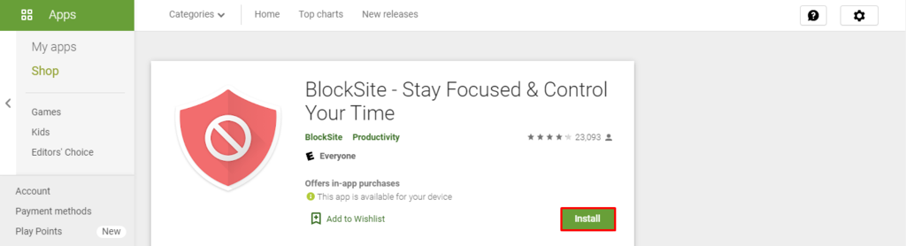 BlockSite on Google Play Store.