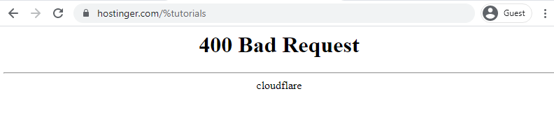 Screenshot of HTTP 400 error page