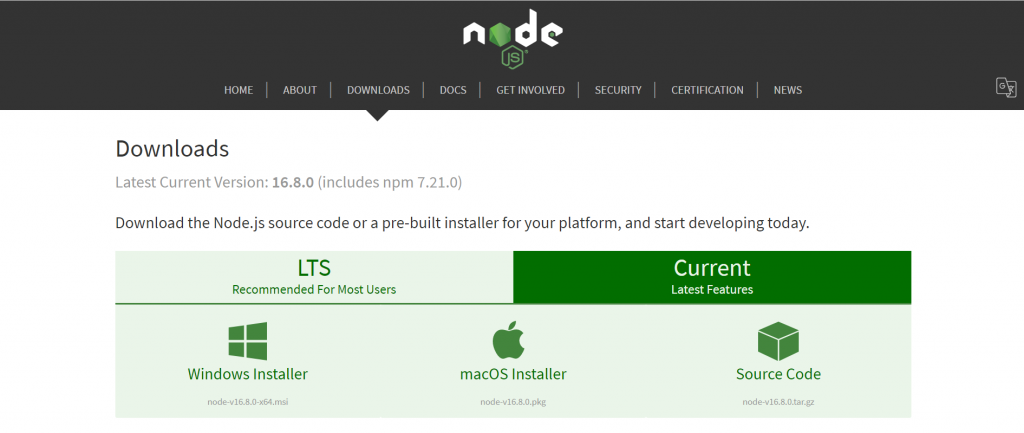 node.js official website