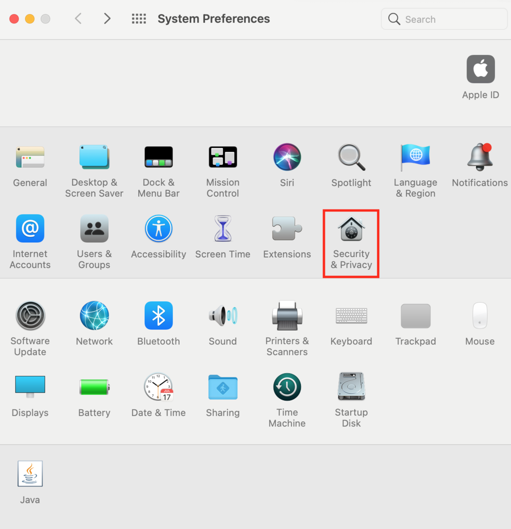 Accessing Mac's Security and Privacy via System Preferences