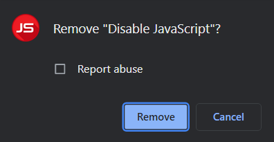 Click Remove to disable the extension