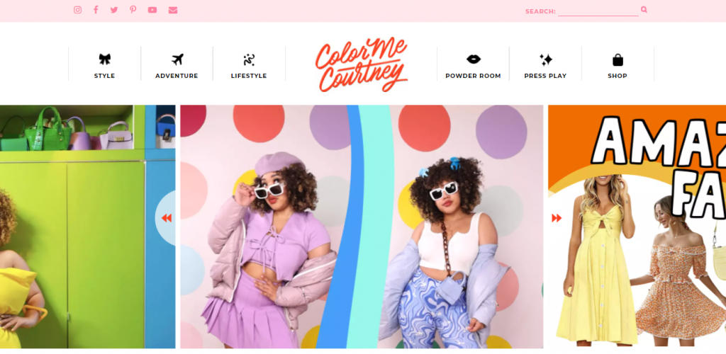 The Color Me Courtney website homepage.