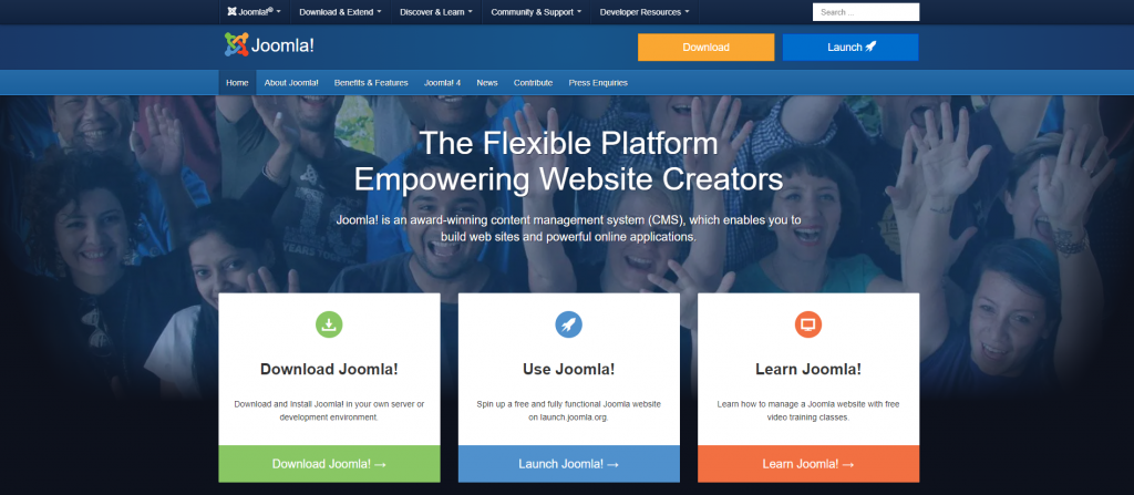 Joomla's homepage.