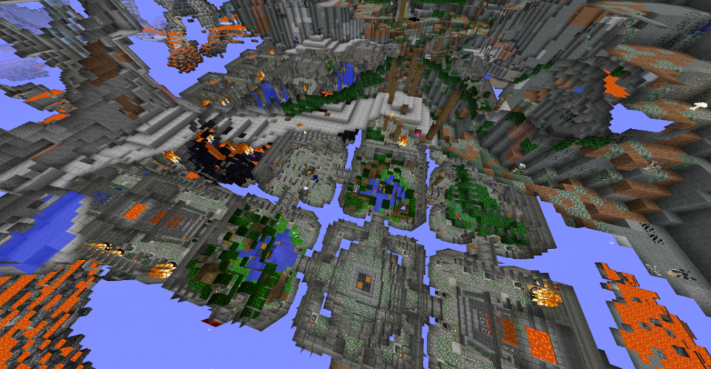 Minecraft gameplay with the Dungeons, Dragons, and Space Shuttles mod.