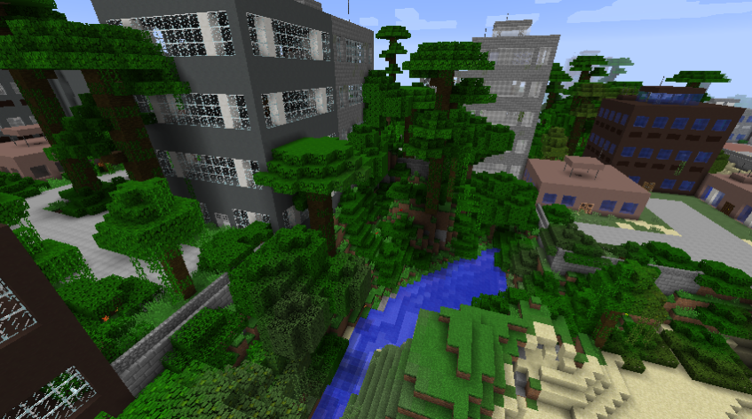 Minecraft gameplay with The Lost Cities mod.