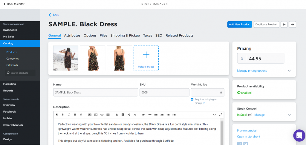 Add product details via Zyro Store Manager's Catalog menu.