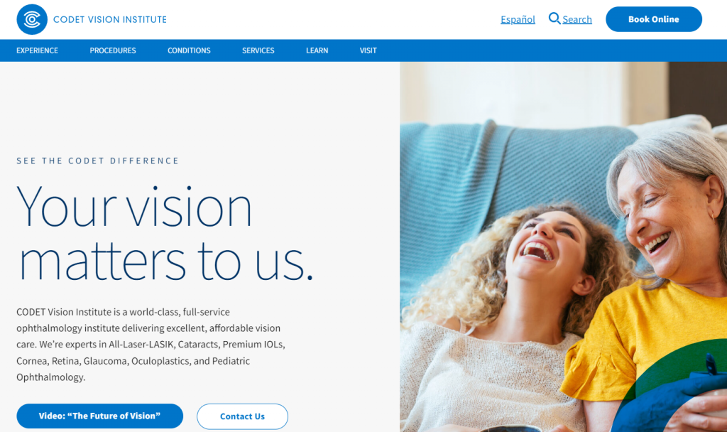 CODET Vision Institute's, a Modern Tribe client, homepage