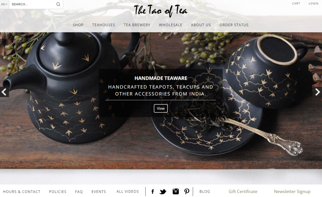 The Tao of Tea's, a WisdmLabs client, homepage