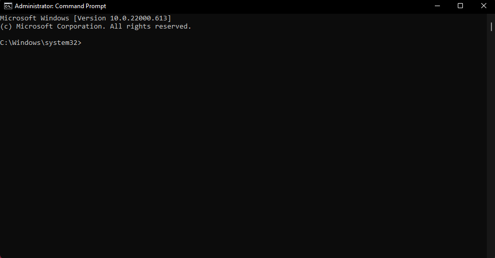 Administrator command prompt window
