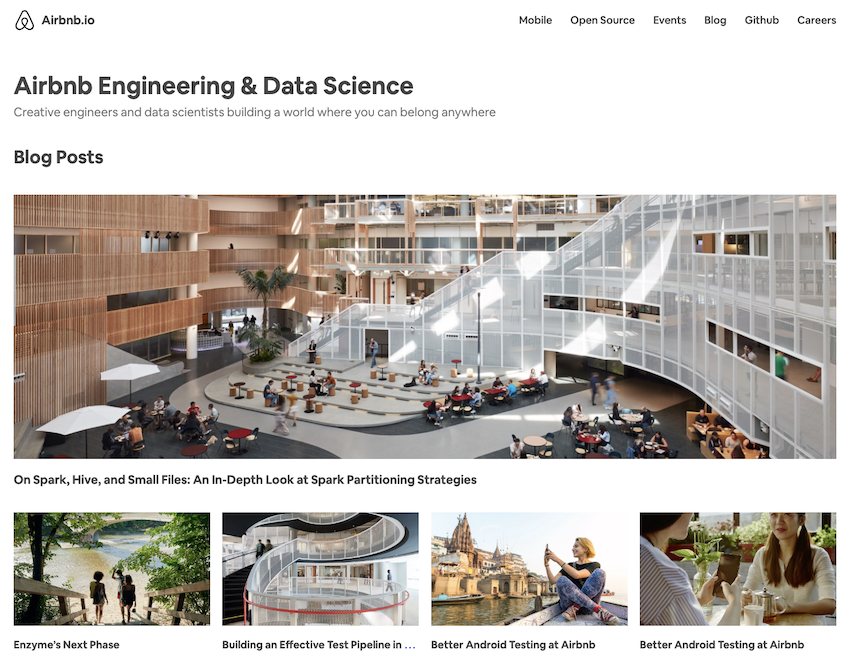 Airbnb.io is a popular blog for engineers and data scientists