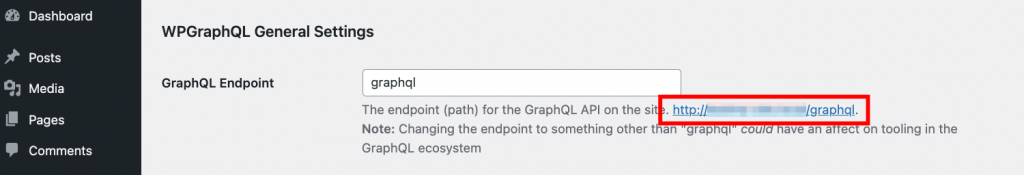 GraphQL Endpoint option as shown in WordPress