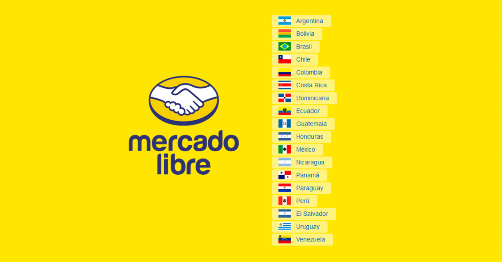 Mercado Libre online marketplace company's locale selection page