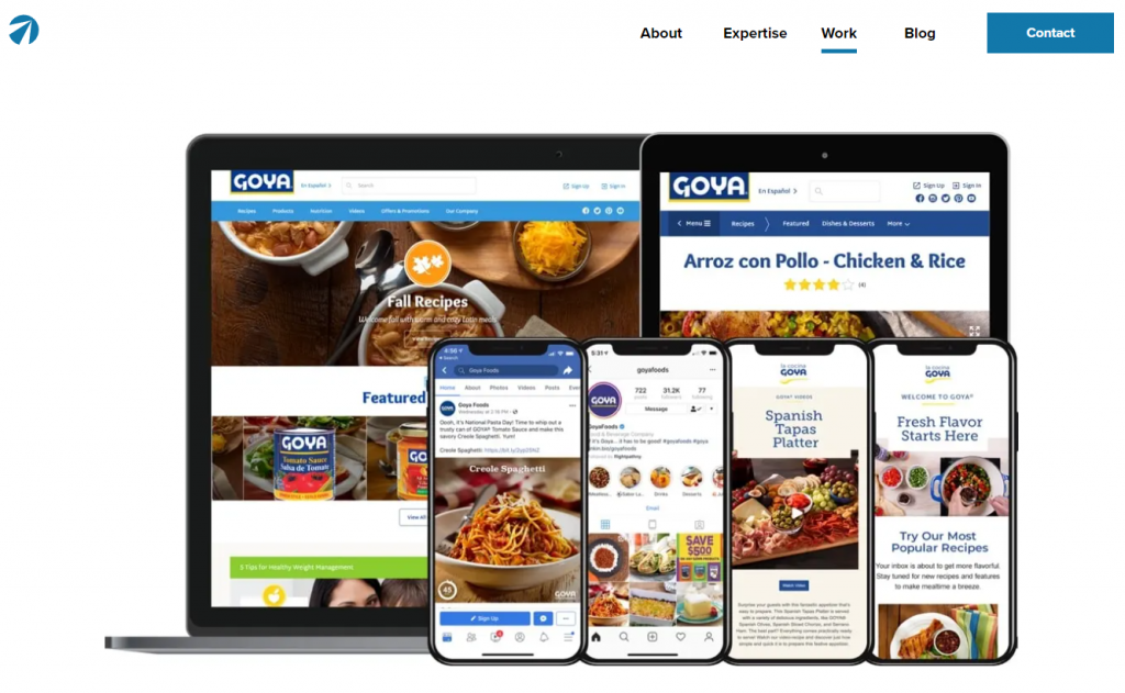 A preview of Goya Food's mobile-responsive website by FlightPath