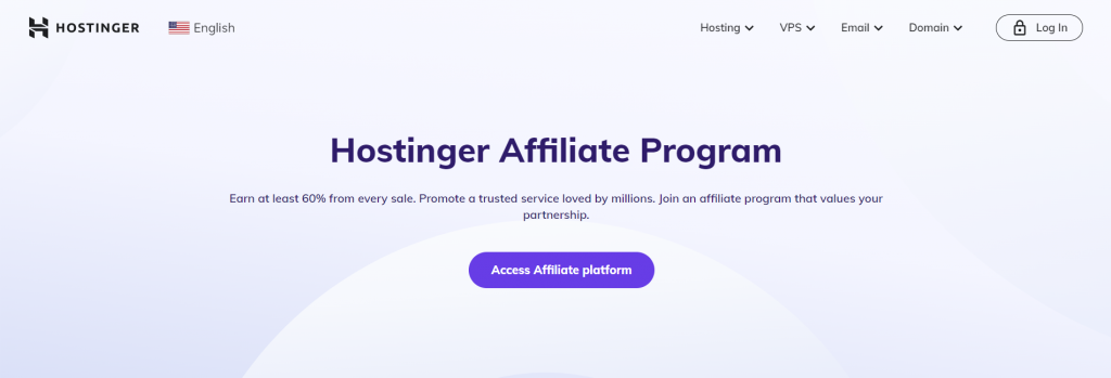 Hostinger website showing the Hostinger Affiliate Program page