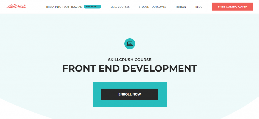 The Front-End Development course page on the Skillcrush website