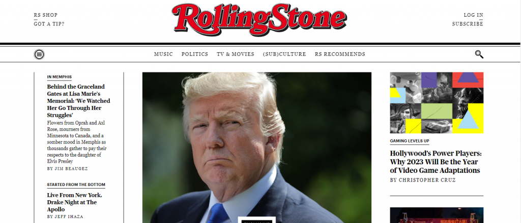 Rolling Stone website homepage
