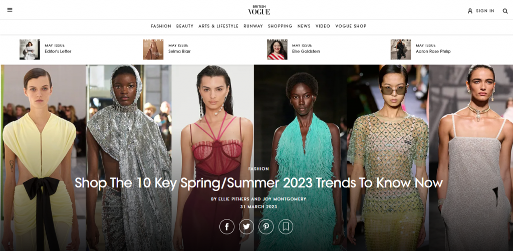 The Shop The 10 Key Spring/Summer 2023 Trends To Know Now article on the British Vogue website