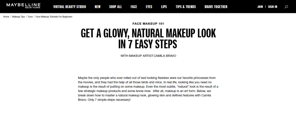 The Get a Glowy, Natural Makeup Look In 7 Easy Steps article on the Maybelline website
