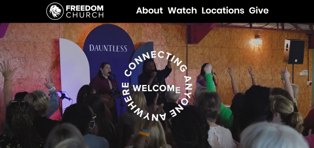Homepage of Freedom Church's website
