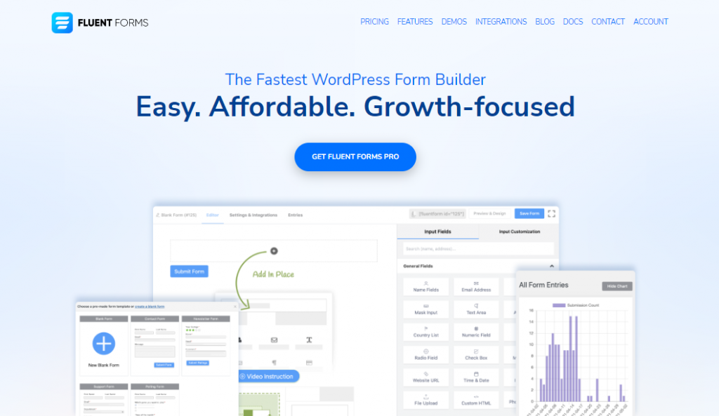Fluent Forms homepage