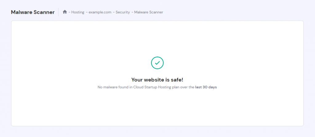 Hostinger's Malware Scanner page on hPanel