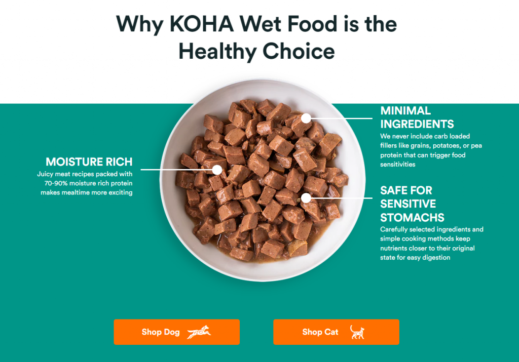 Koha Pet outlining the benefits of its product