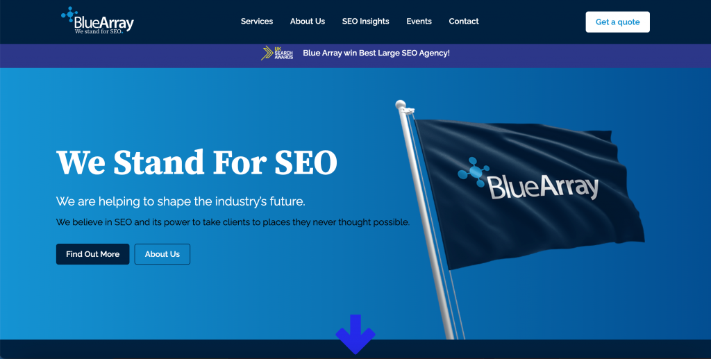 Homepage of Blue Array.